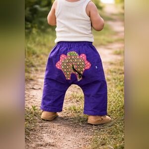 Handmade Elephant Harem Pants Toddler 12–24M Purple Boho Unisex